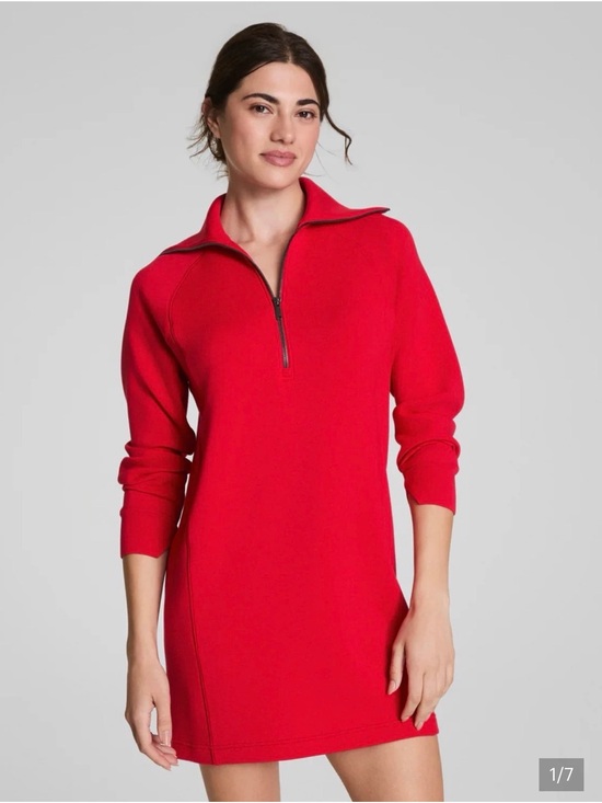 SPANX Dresses & Skirts - SPANX AirEssentials Half Zip Dress Large Red NWT long sleeve